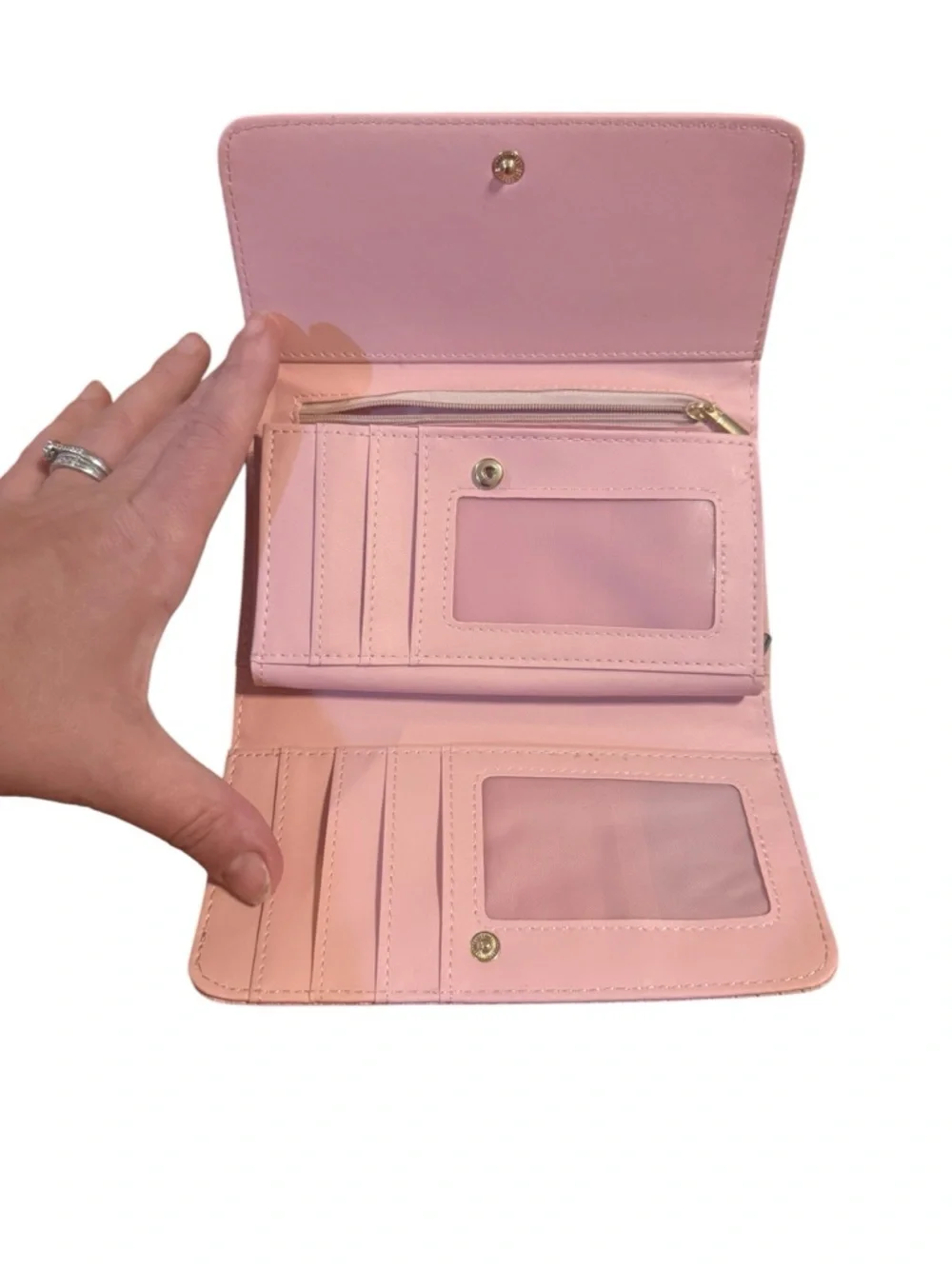 MODA Women’s Woven Leather Clutch Wallet - Light Pink